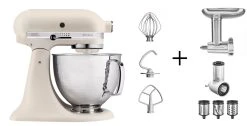 KitchenAid Küchenmaschine ARTISAN 156PS Fresh Linen Kochprofi-Set