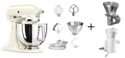 KitchenAid Küchenmaschine ARTISAN 175PS Creme Backprofi-Set