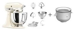 KitchenAid Küchenmaschine ARTISAN 175PS In Creme Mit Speiseeismaschine