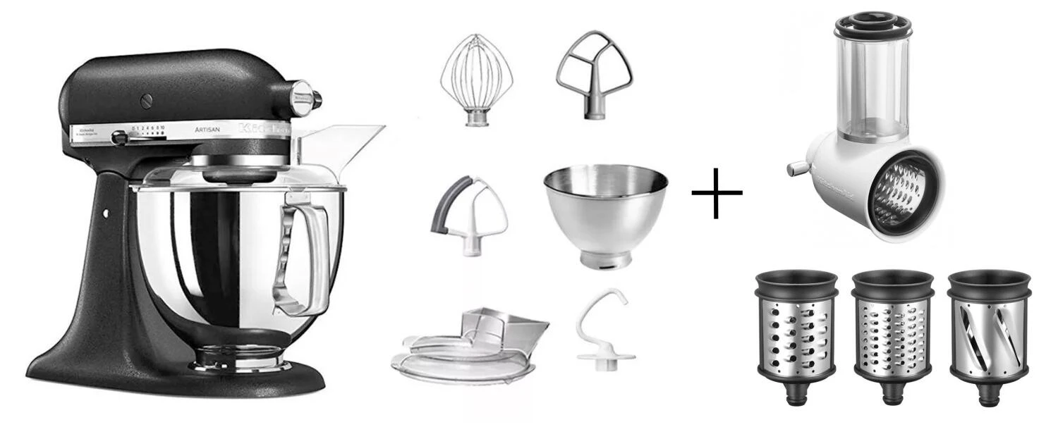 KitchenAid Küchenmaschine ARTISAN 175PS In Gusseisen Schwarz Mit Gemüseschneider